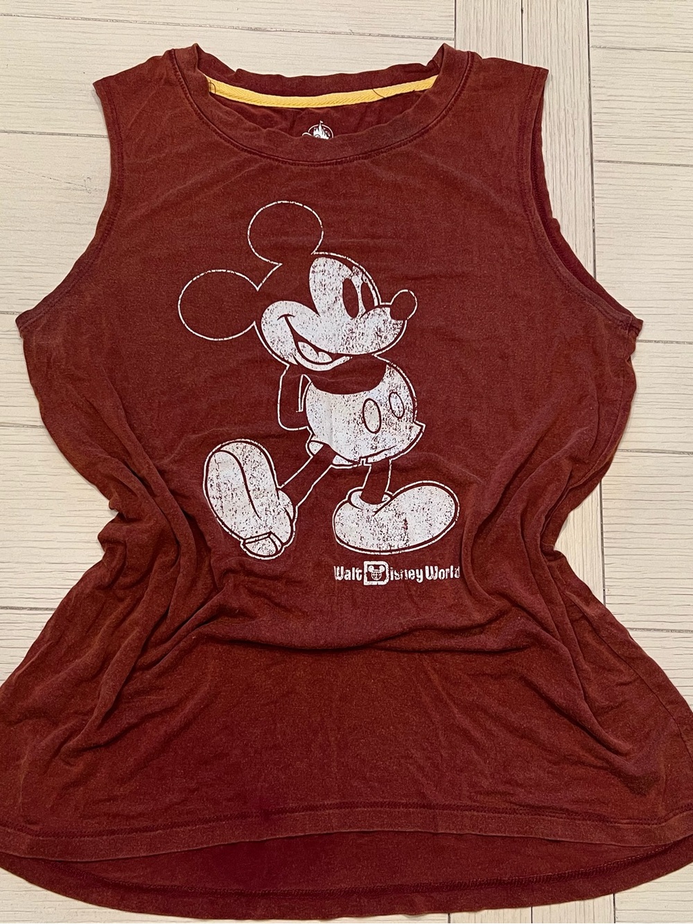 Vintage Walt Disney World Mickey Mouse Maroon Sleeveless Tee